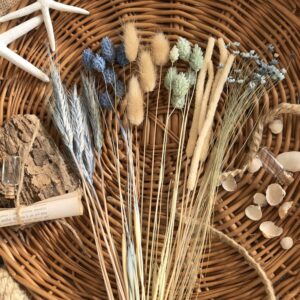 Zdjęcie zestawu roślin leżących wewnątrz kosza wiklinowego