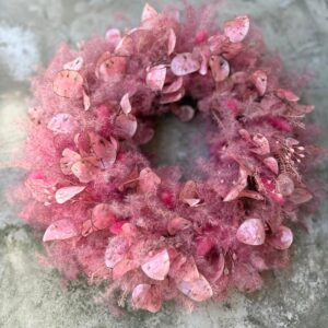 RÓŻOWA MGŁA wianek z suszonych roślin